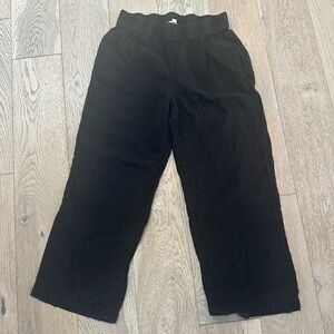 Eileen Fisher Straight Leg Gauze Knit Crop Pants XS Black Organic Cotton
